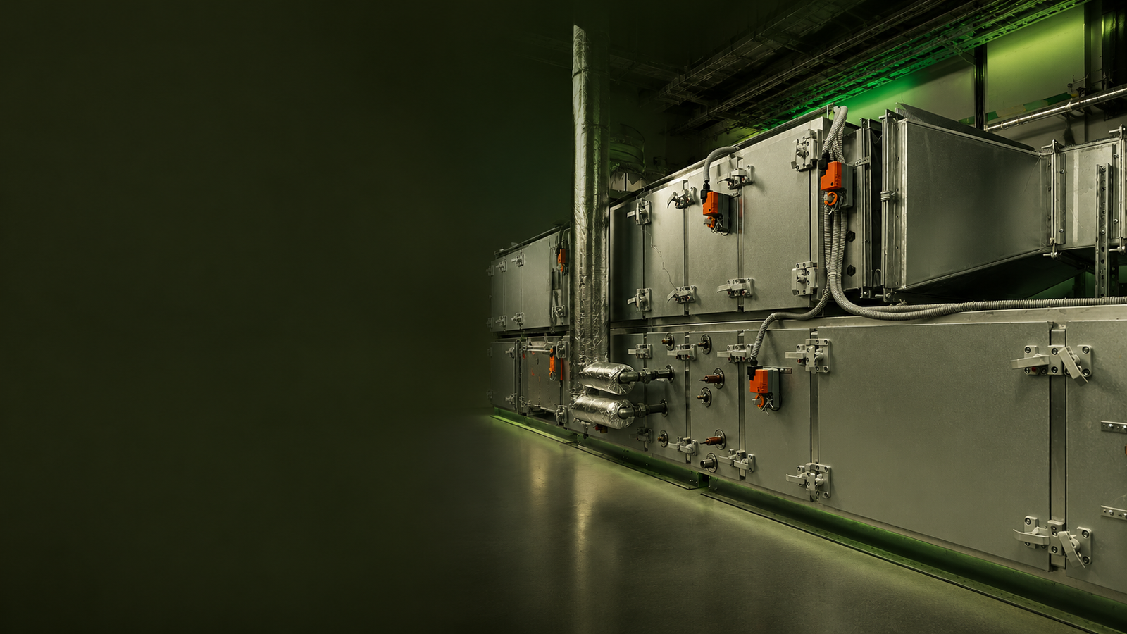 Pump station with wall-mounted variable frequency drives and electrical control cabinets