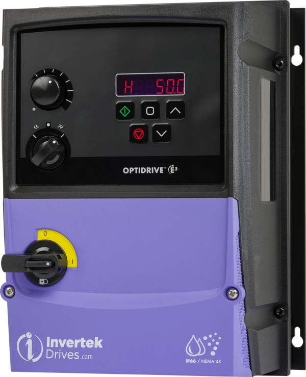 Invertek Optidrive E3 ODE-3-210105-1F4Y-01 – 0.75Hp 110~115V 1Ph IP66/NEMA4X Indoor