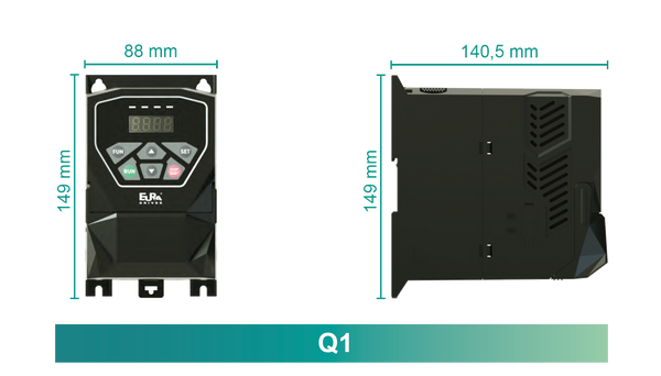 Eura Drive E600-0002S2Q1U5F2AG03B1R3 0.25hp Single Phase 200-240V IP20 with internal EMC filter